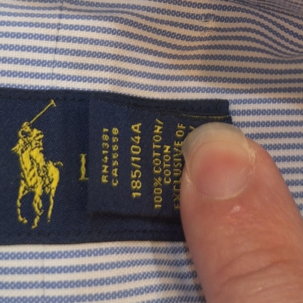 Polo Ralph Lauren Buttondown Shirt  XL Blue Striped Longsleeve Multi Color Logo - Picture 4 of 10